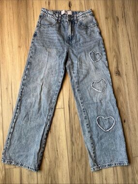 Wide leg heart jeans